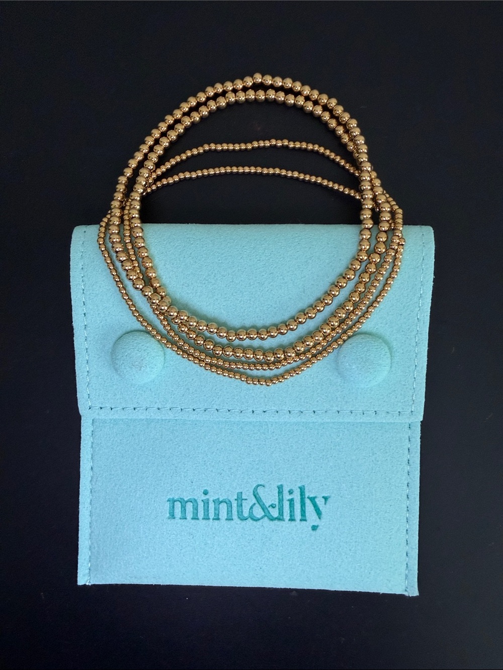 Mint & Lily Gold Multi-Strand (4) Beaded Bracelets size 7 inches